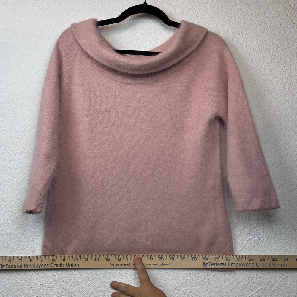 Hillard & Hanson 53% Angora Rabbit Hair Cowl Neck Sweater - L - Pink Coquette - Picture 5 of 11
